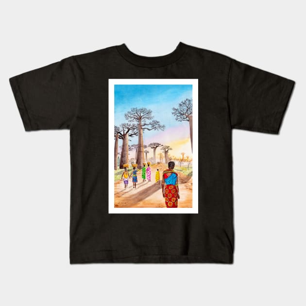 Baobab, Madagascar Kids T-Shirt by NorrskenArt